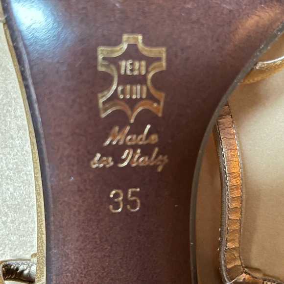 Gorgeous Italian bronze evening shoes! Size 35 (5-5.5). Satin and crystal stones - Picture 5 of 7